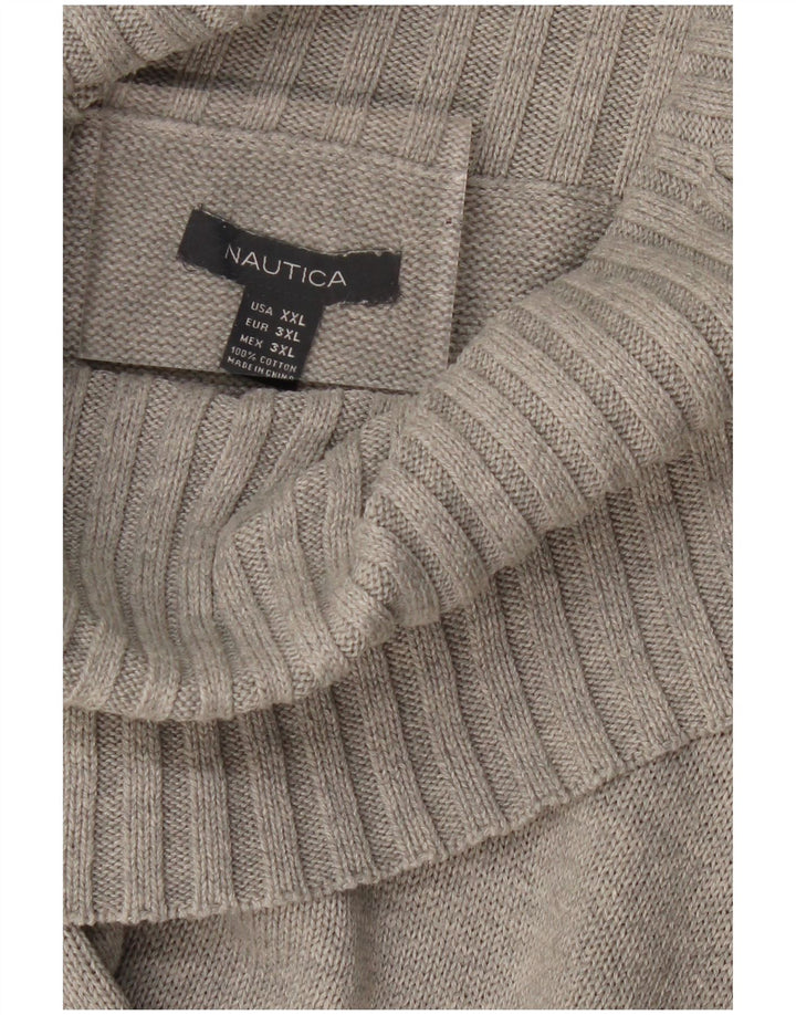 NAUTICA Dame Rullehals Sweater UK 20 2XL Grå Bomuld