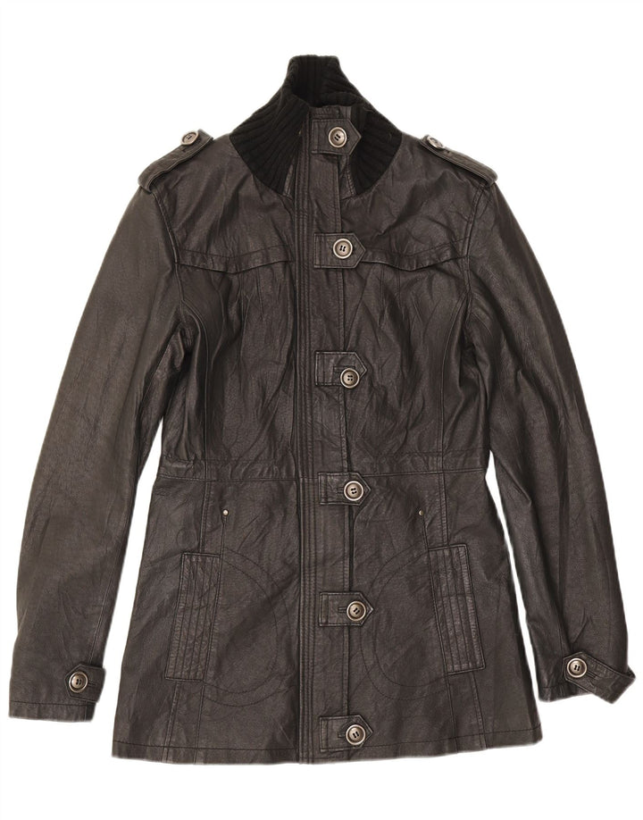 Variety Womens Military Læderjakke UK 14 Medium Sort Læder