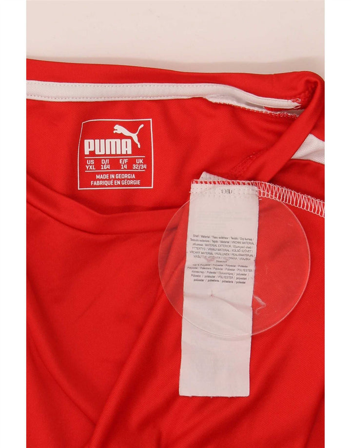 Puma Boys T-Shirt Top 13-14 år Rød Colourblock Polyester