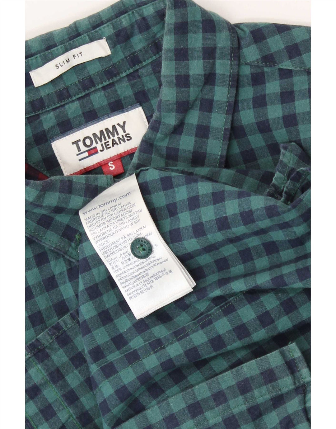 Tommy Hilfiger Herre Slim Fit skjorte Lille marineblå Gingham Bomuld