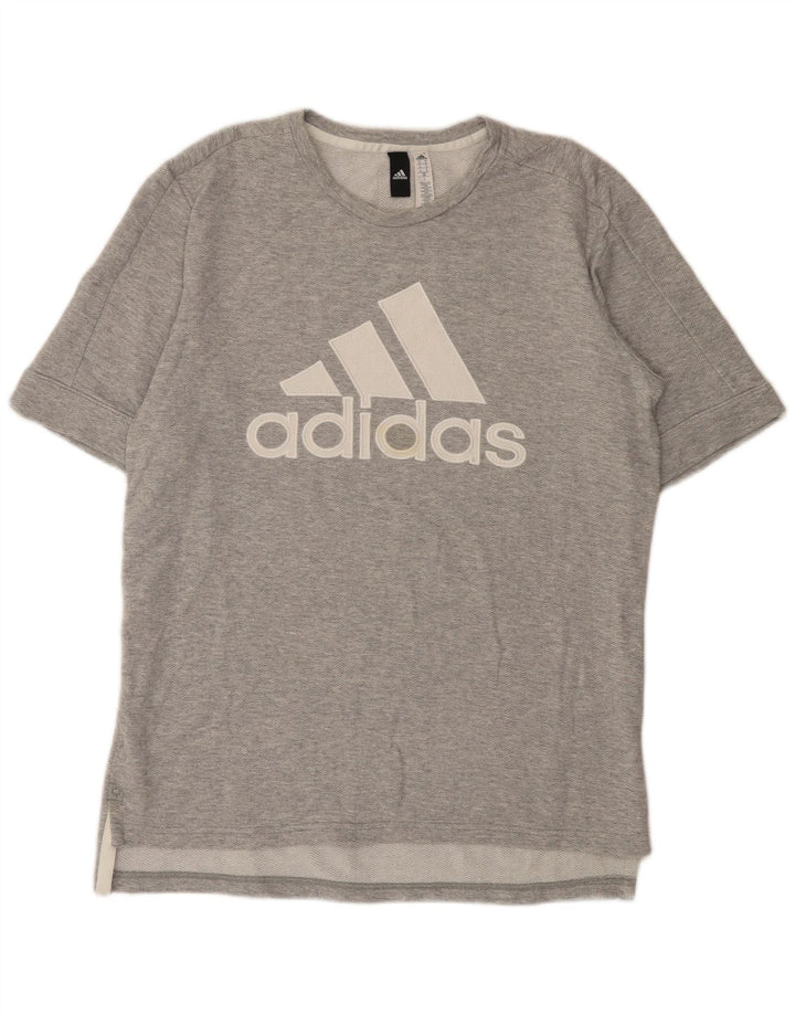 Adidas Herre grafisk T-shirt Top Medium Grey Flecked Bomuld