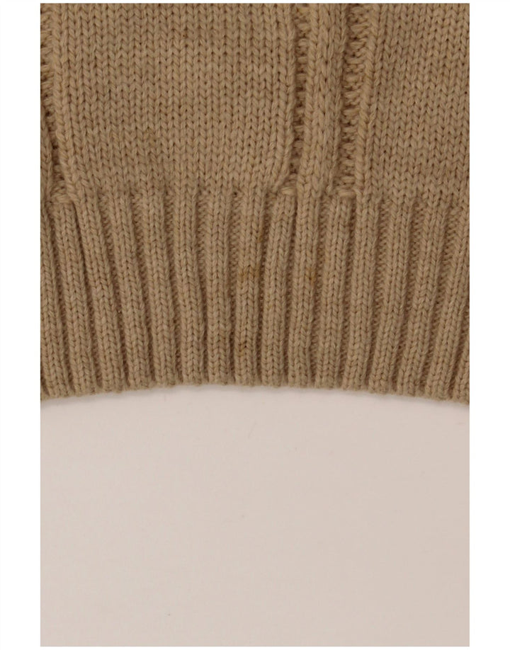 VINTAGE Herre Rullehalstrøje IT 52 Stor Beige Polyacryl