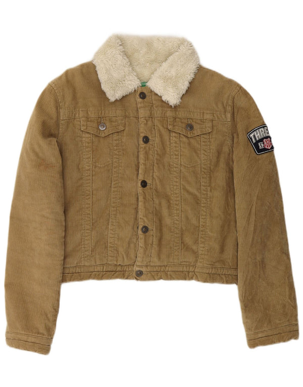 Benetton Girls Crop Sherpa Corduroy-jakke 11-12 år XL Beige Bomuld