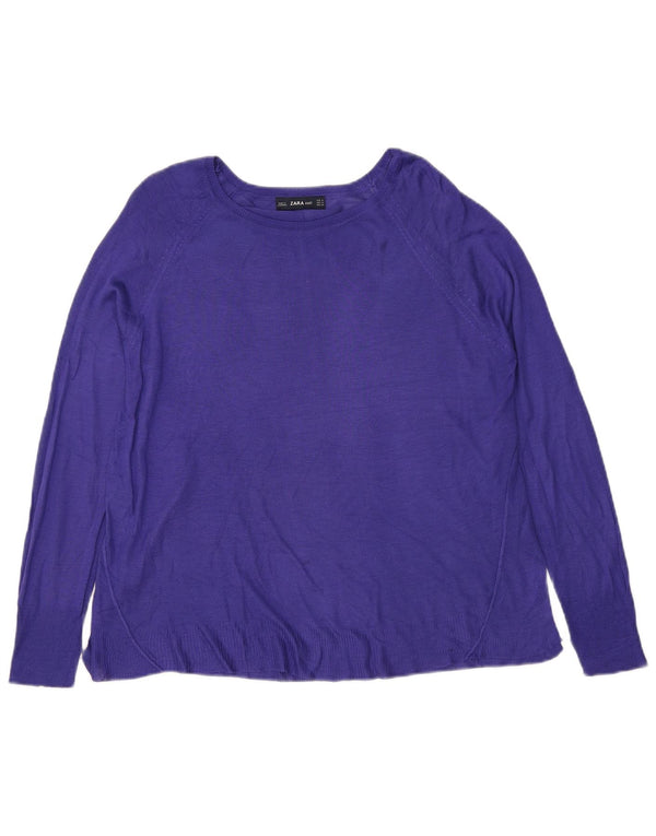 Zara Dame Boat Neck Jumper Sweater UK 14 Medium Purple