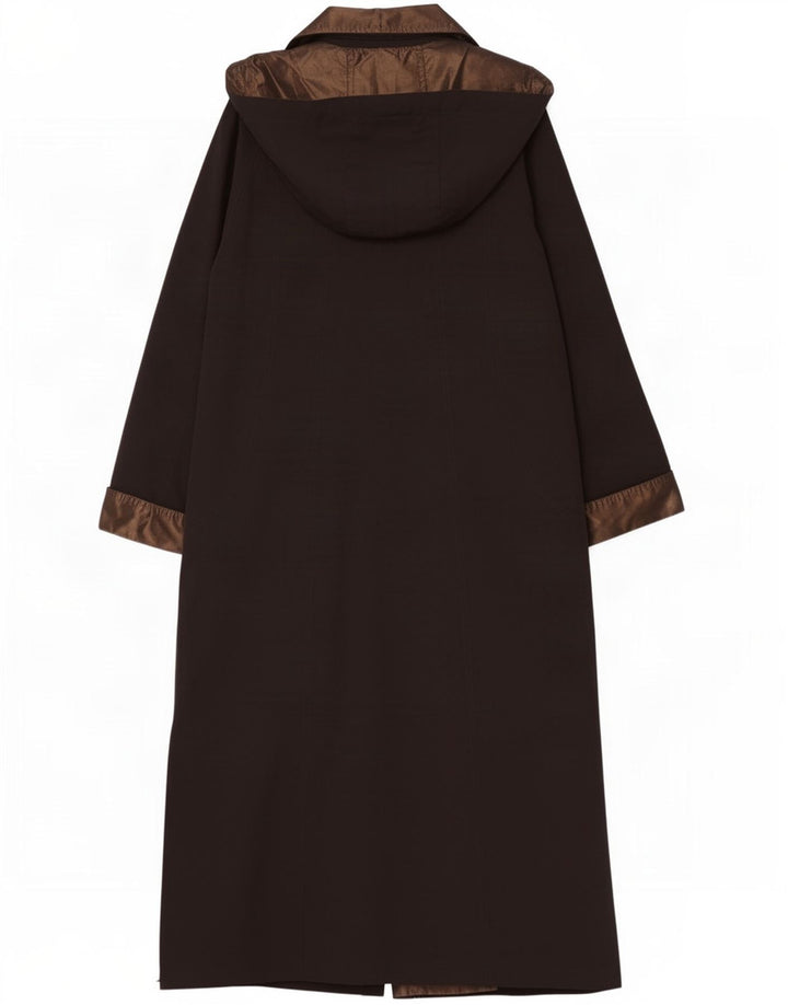 Jacques Vert Dame Hætte Oversized Overfrakke UK 10 Small Black Colourblock