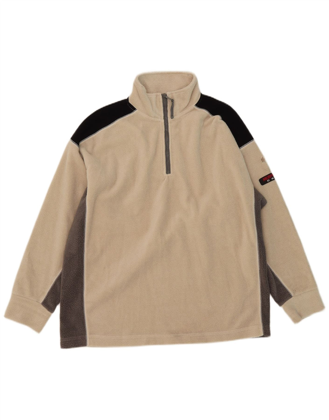 Murphy & Nye Herre lynlås hals Fleece Jumper Stor Beige Colourblock Polyester