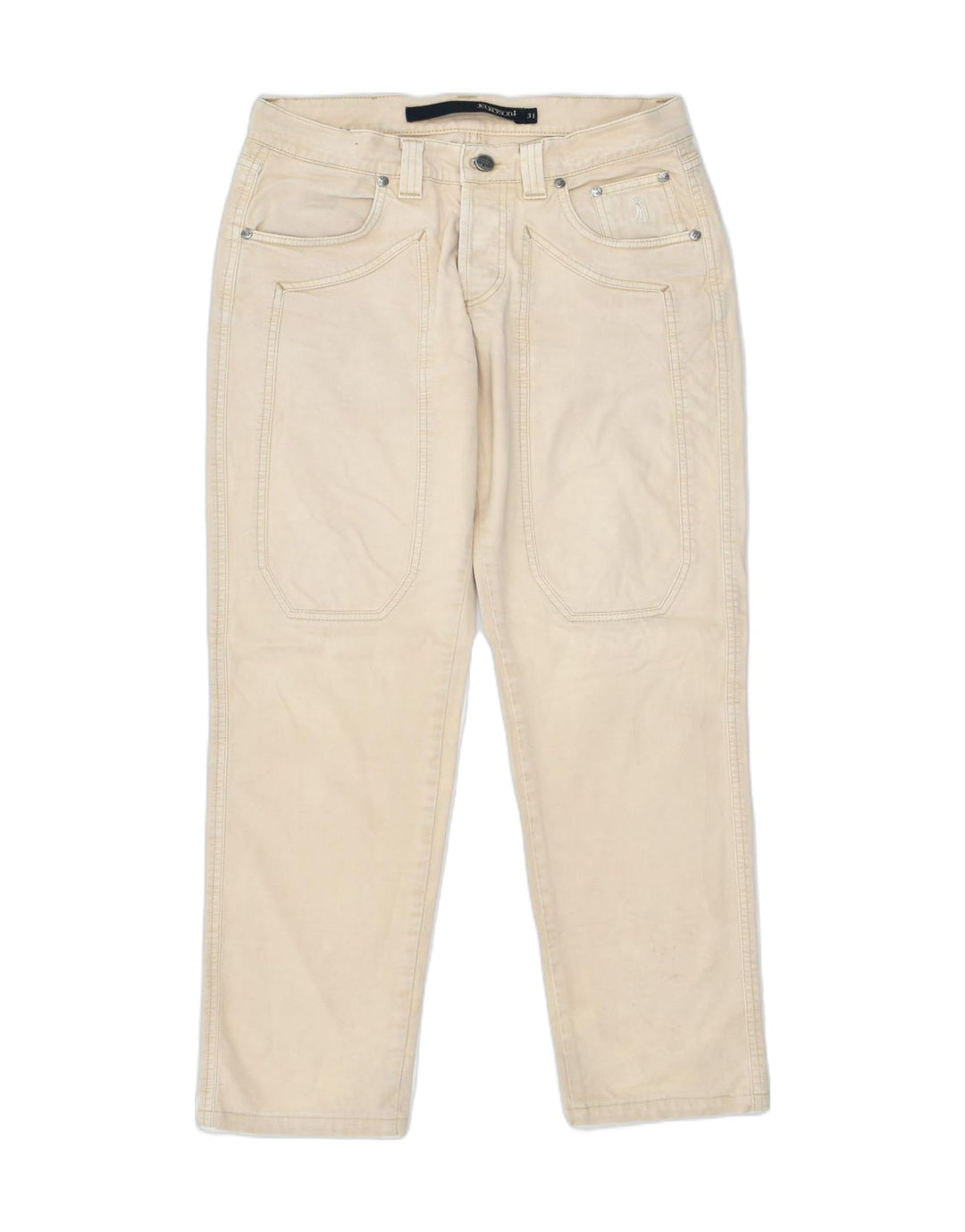 JECKERSON Womens Straight Casual Trousers W31 L30 Beige Cotton Classic | Vintage | Thrift | Second-Hand | Used Clothing | Messina Hembry 