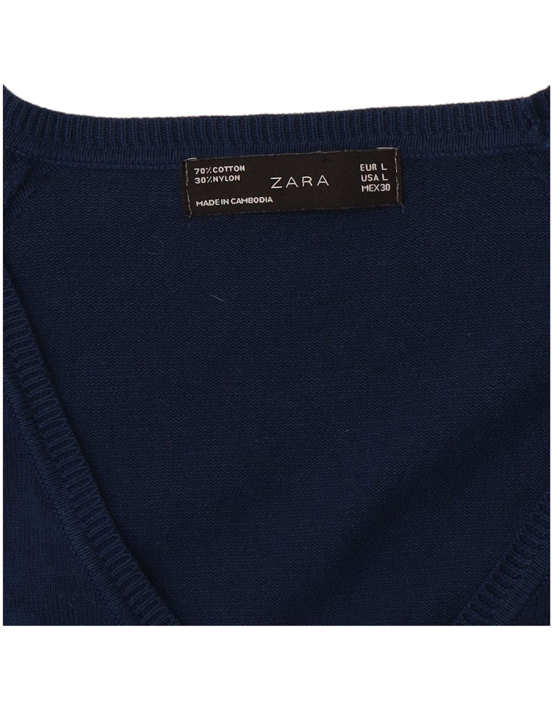 ZARA Womens Cardigan Sweater UK 14 Large Navy Blue