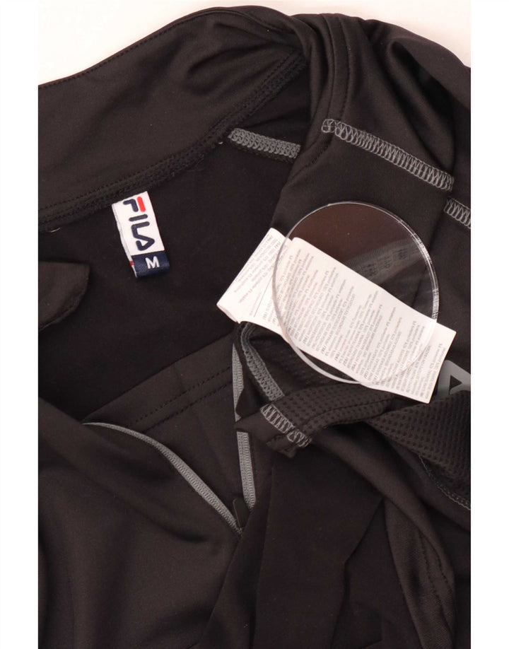Fila Herre Zip Neck Pullover Træningsdragt Top Medium Sort Polyester