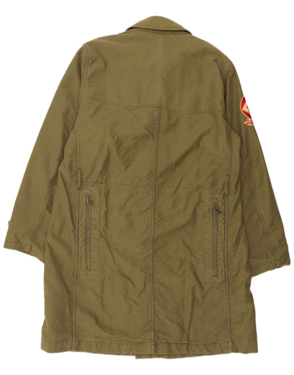 Replay Herre Military Overcoat UK 40 Large Green Cotton Army