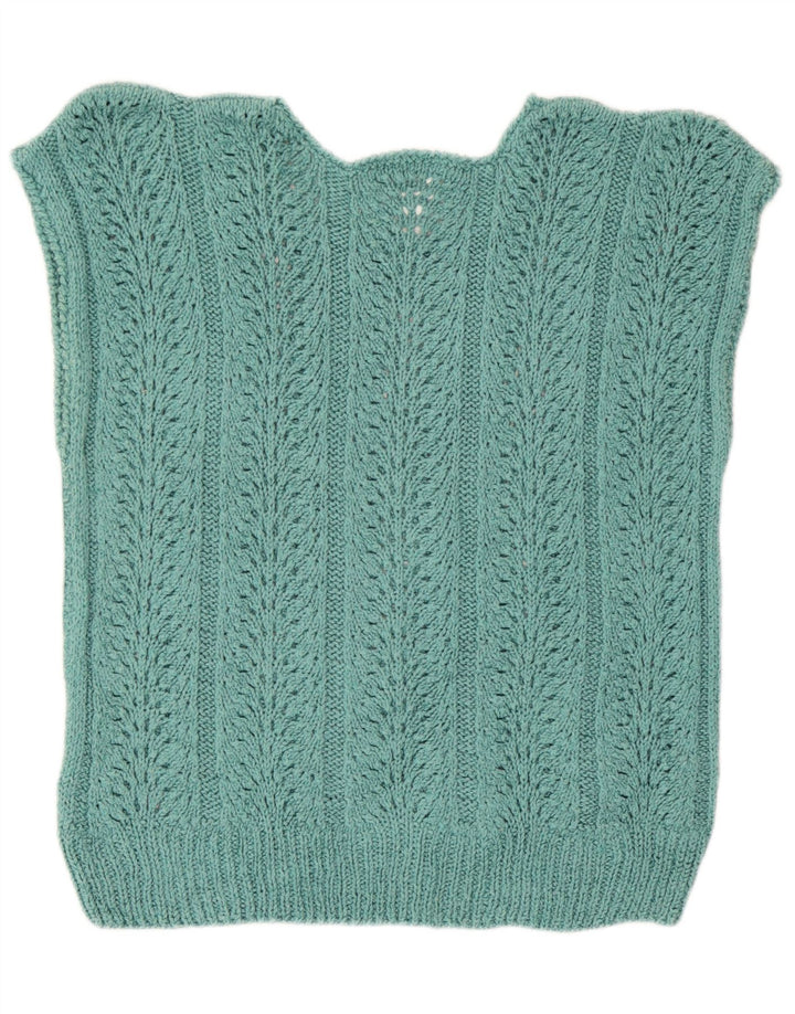 Vintage Dame Vest Tank Top UK 14 Large Green