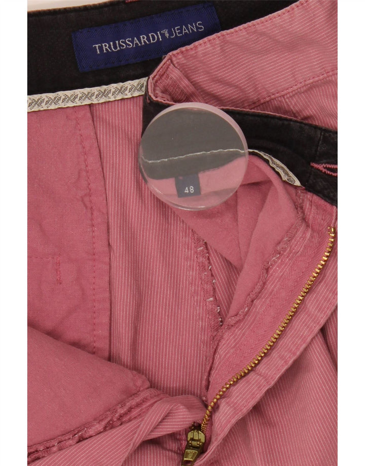 TRUSSARDI Mens Chino Shorts IT 48 Medium W32 Pink Pinstripe
