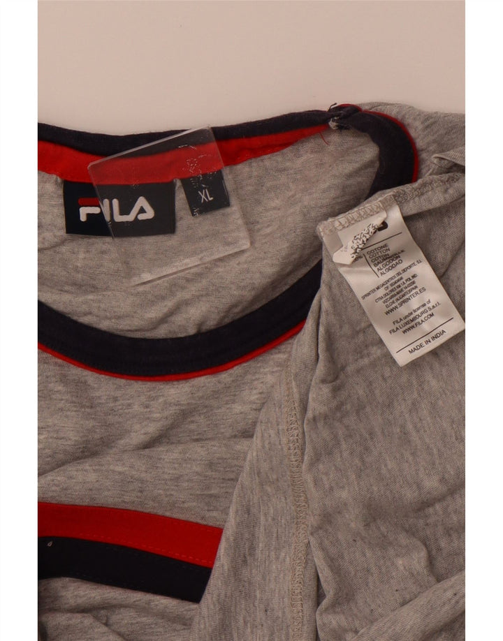FILA T-shirt top til kvinder UK 18 XL Gråstribet bomuld