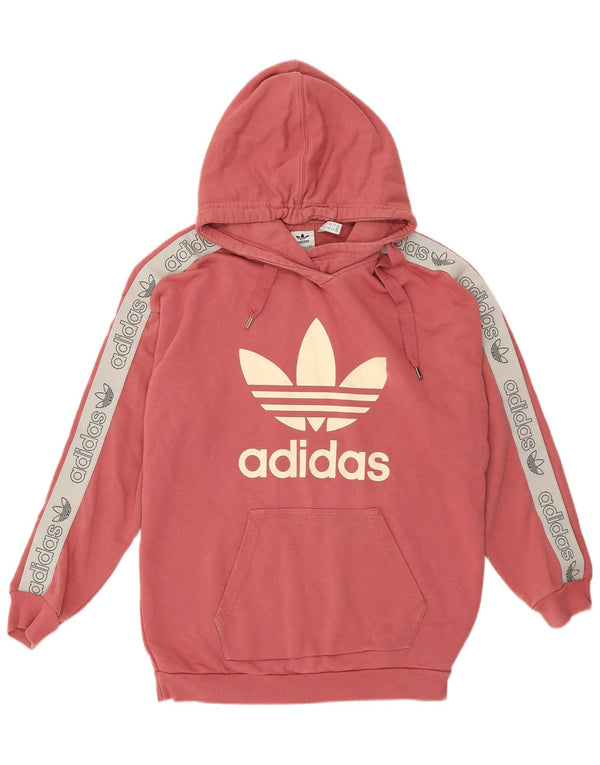 ADIDAS Grafisk hættetrøje til kvinder UK 12 Medium Pink Colourblock Bomuld