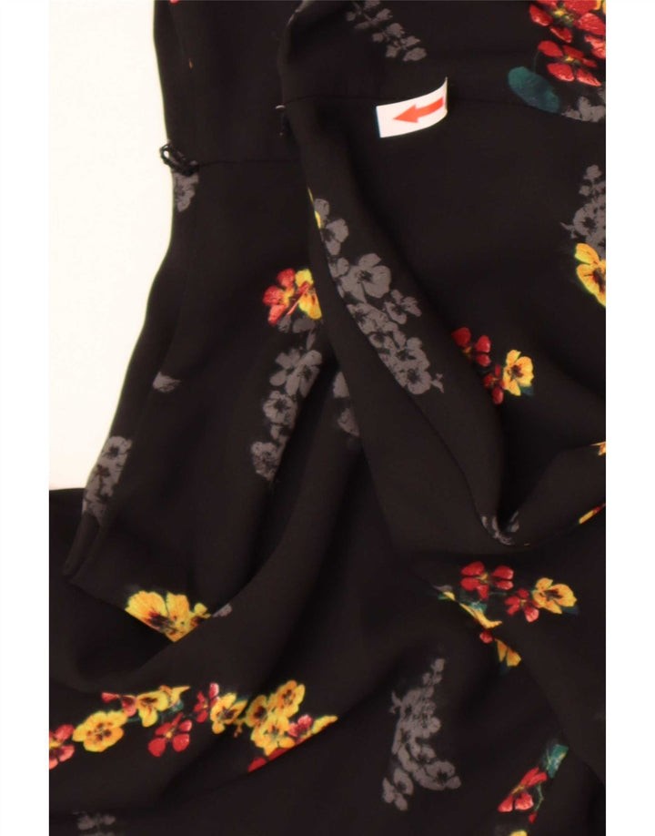 Oasis Dame A-Line Kjole UK 8 Small Black Floral Polyester