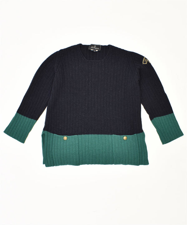 LES COPAINS Dame sweater med rund hals IT 42 Medium Navy Blue Vintage