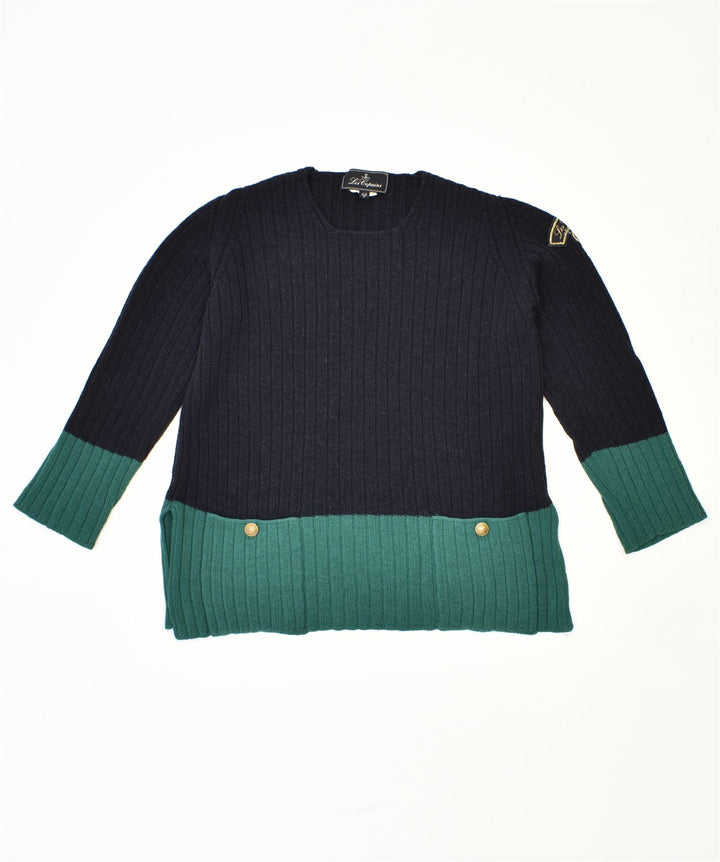 LES COPAINS Dame sweater med rund hals IT 42 Medium Navy Blue Vintage