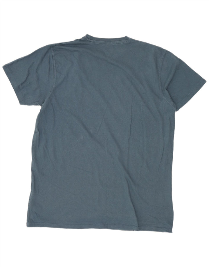 Weird Fish Herre grafisk T-shirt Top Medium Blue Bomuld