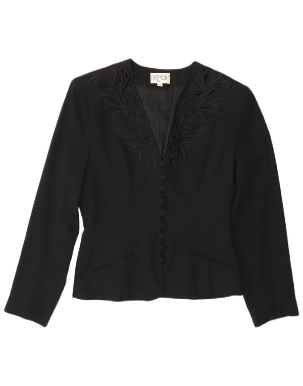 Cartoon Dame 9-knaps blazerjakke EU 36 Small Black Floral Viscose