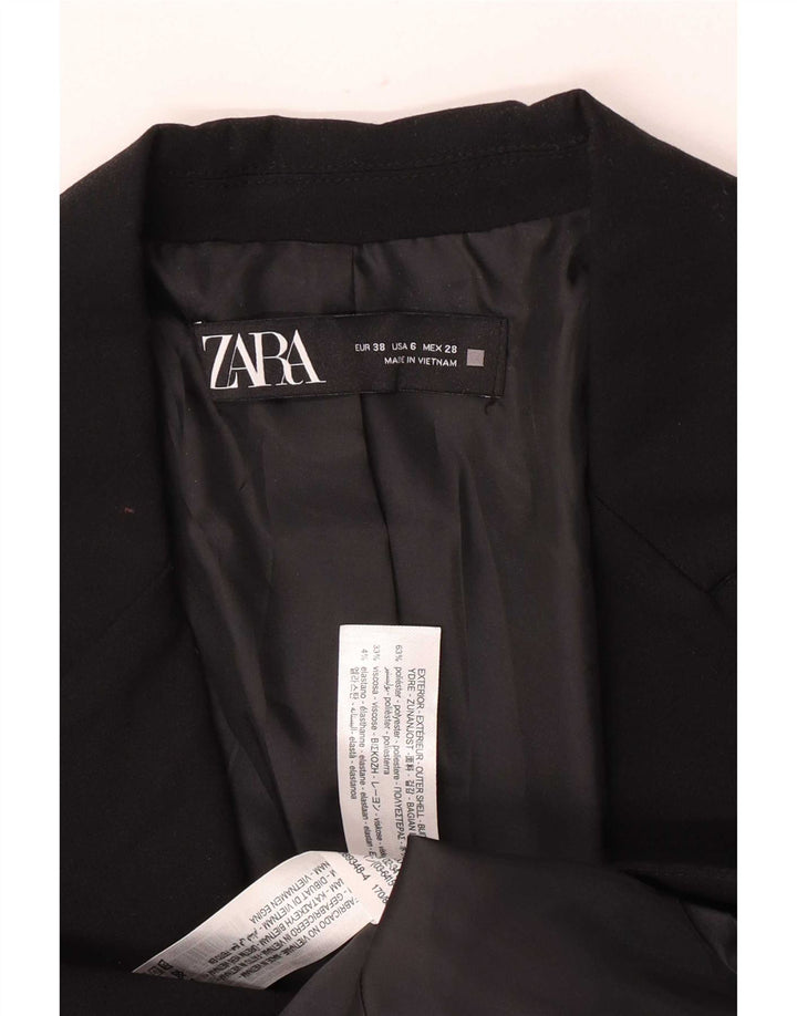 Zara Dame 1-knap blazerjakke EU 38 Small Black Polyester