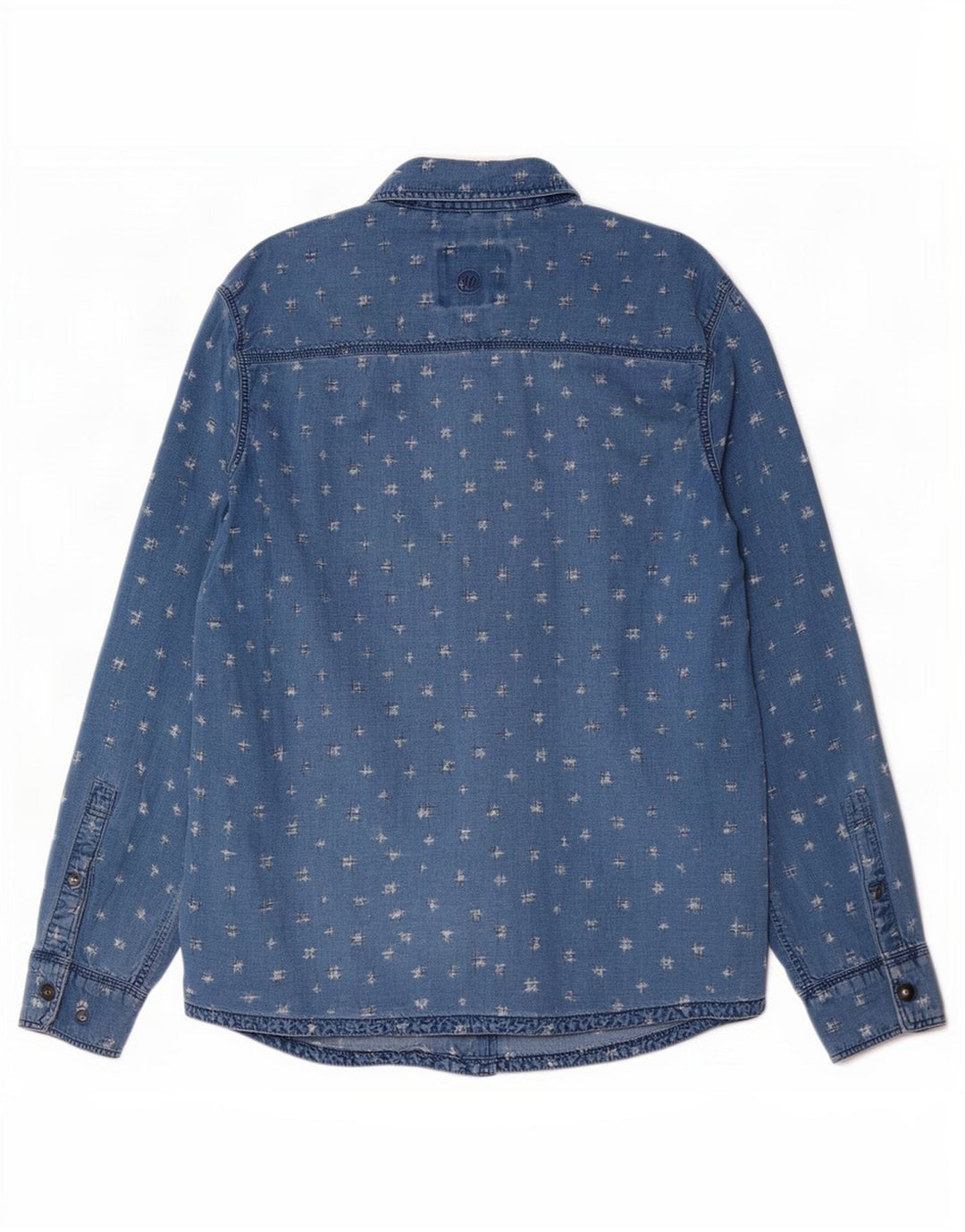 Fat Face Herre Indigo Dye Abstrakt mønster Skjorte Stor Blå Bomuld