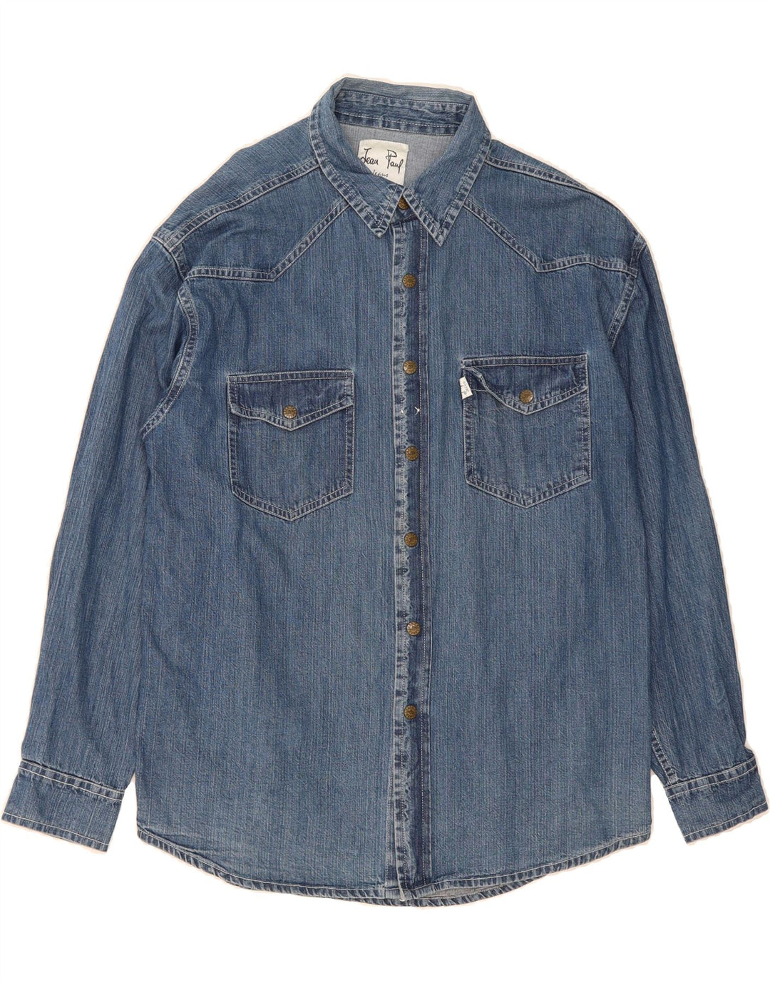 JEAN PAUL Mens Denim Shirt Large Blue Cotton Vintage Jean Paul and Second-Hand Jean Paul from Messina Hembry 