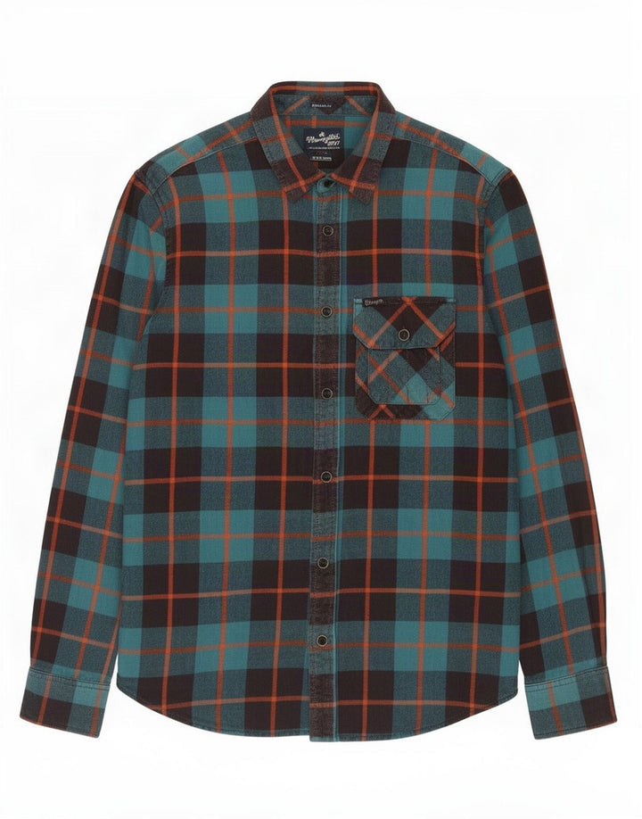 Wrangler Flanelskjorte til mænd, lille grøn ternet bomuld