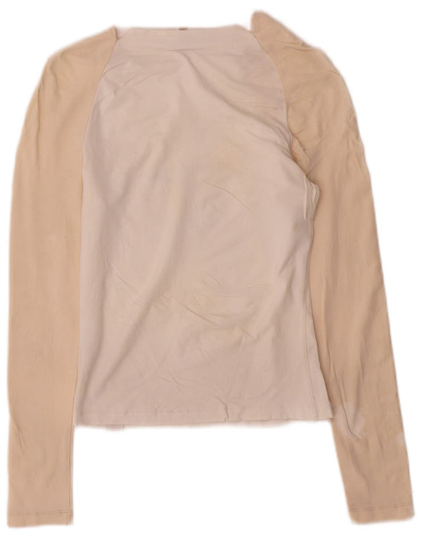 Calvin Klein Jeans Dame Grafisk Top Langærmet UK 6 XS Hvid Colourblock