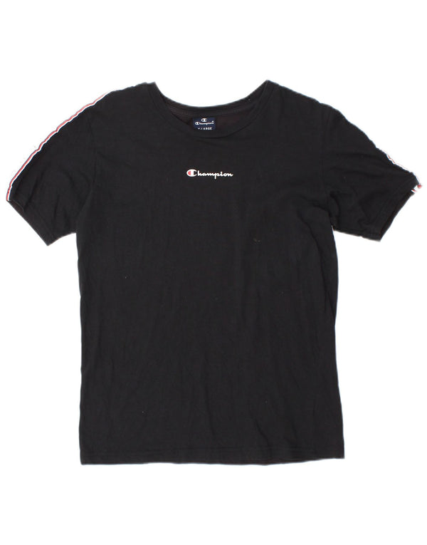 Champion drenge grafisk T-shirt top 13-14 år XL Sort Colourblock Bomuld