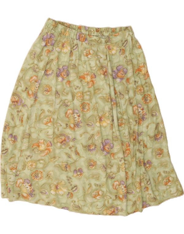 HONOR MILBURN A-line nederdel til kvinder UK 16 Large W32 Green Floral Viscose