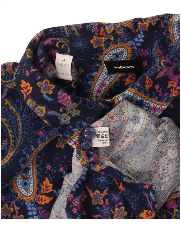 Walbusch Dame Oversized Skjorte Bluse IT 44 Medium Navy Blue Paisley