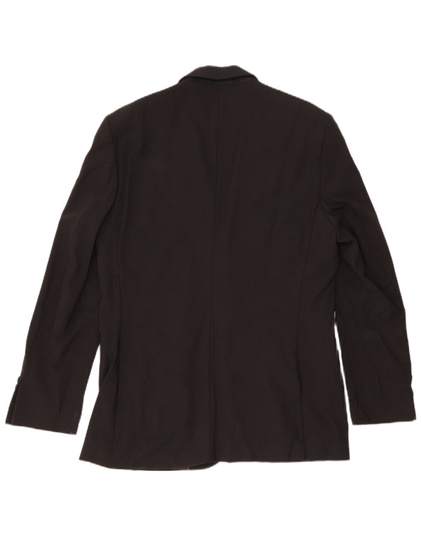 Zara Mens 2 Button Blazer Jacket EU 52 Large Black Wool Classic