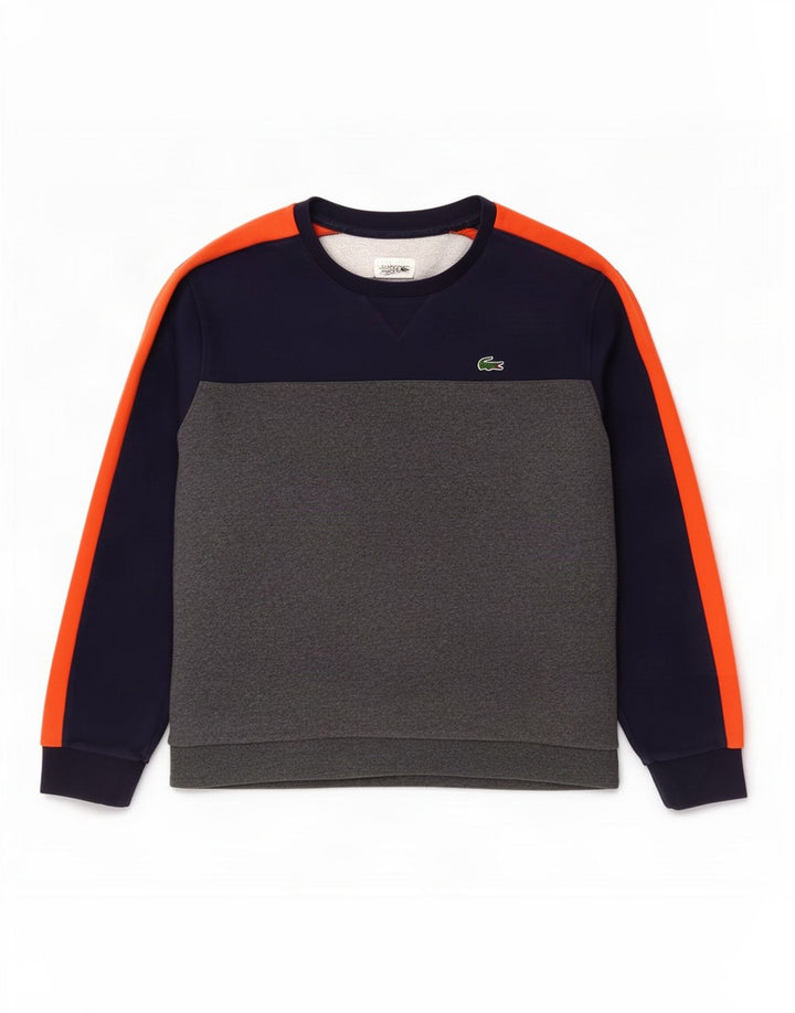 Lacoste Herre Sweatshirt Jumper Størrelse 8 3XL Grå Colourblock Bomuld
