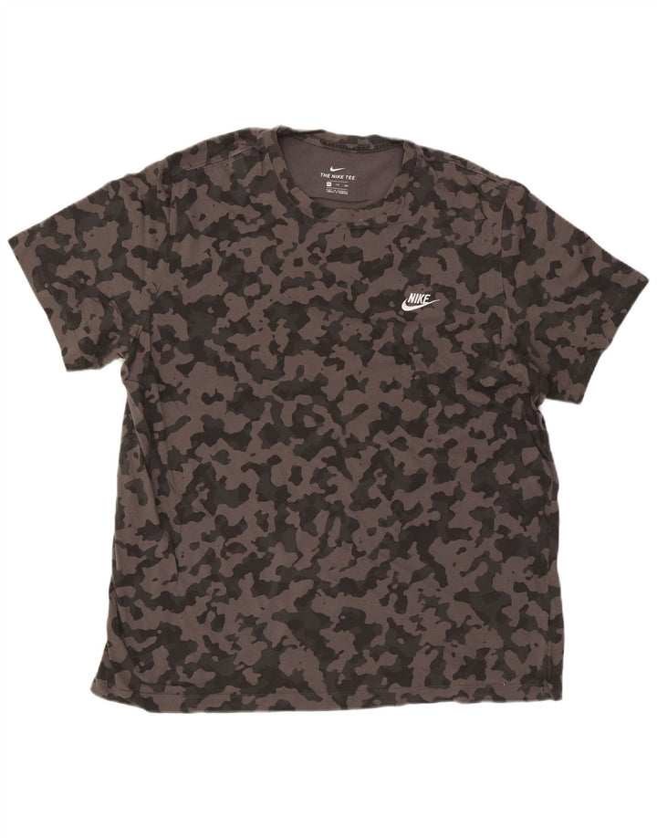 Nike Herre T-shirt Top 2XL Grå Camouflage Bomuld