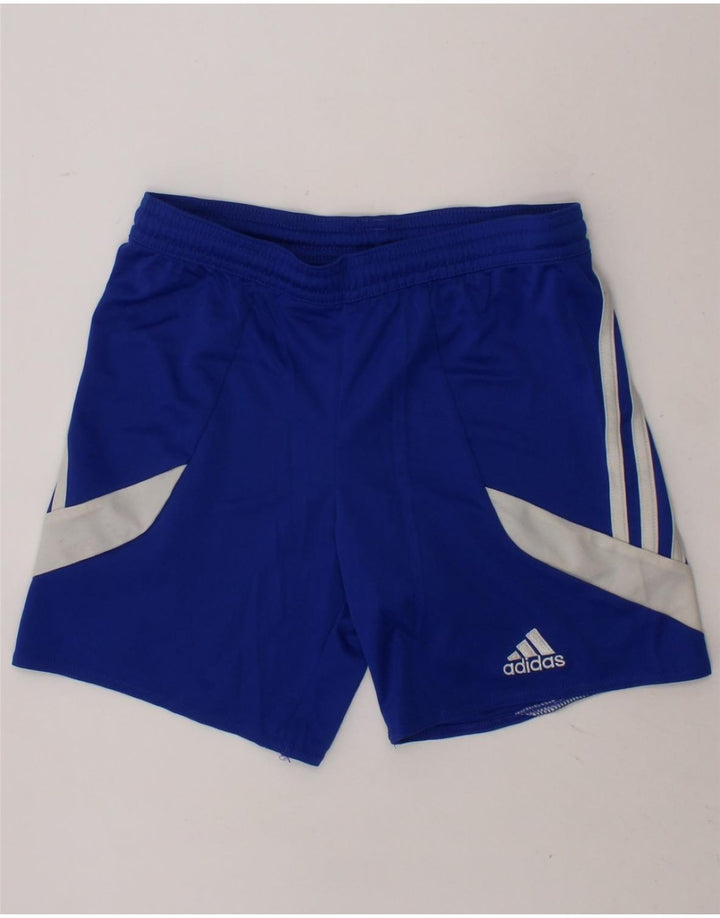 ADIDAS Boys Climalite Sport Shorts 7-8 Years Blue Colourblock Polyester Vintage Adidas and Second-Hand Adidas from Messina Hembry 