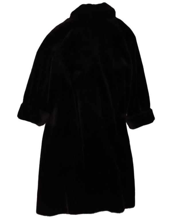 Vintage Dame Oversized Faux Fur Overfrakke UK 14/16 Large Black Modal