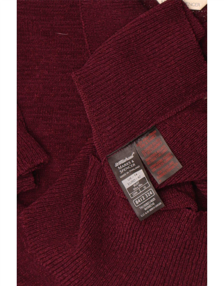 Marks & Spencer Dame Crop Cardigan Sweater UK 14 Medium Burgundy