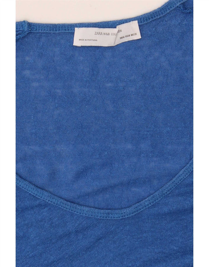 Zara Dame Asymmetrisk Tunika Top UK 12 Medium Blue