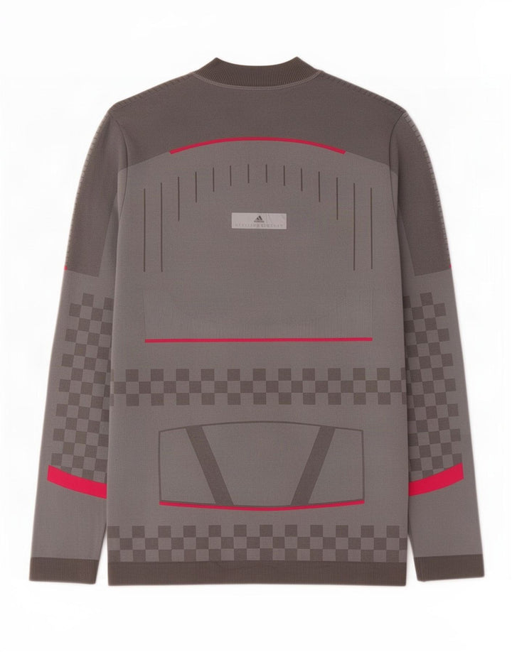 Adidas Dame Pullover Træningsdragt Top UK 14 Stor Grå Geometrisk Polyester