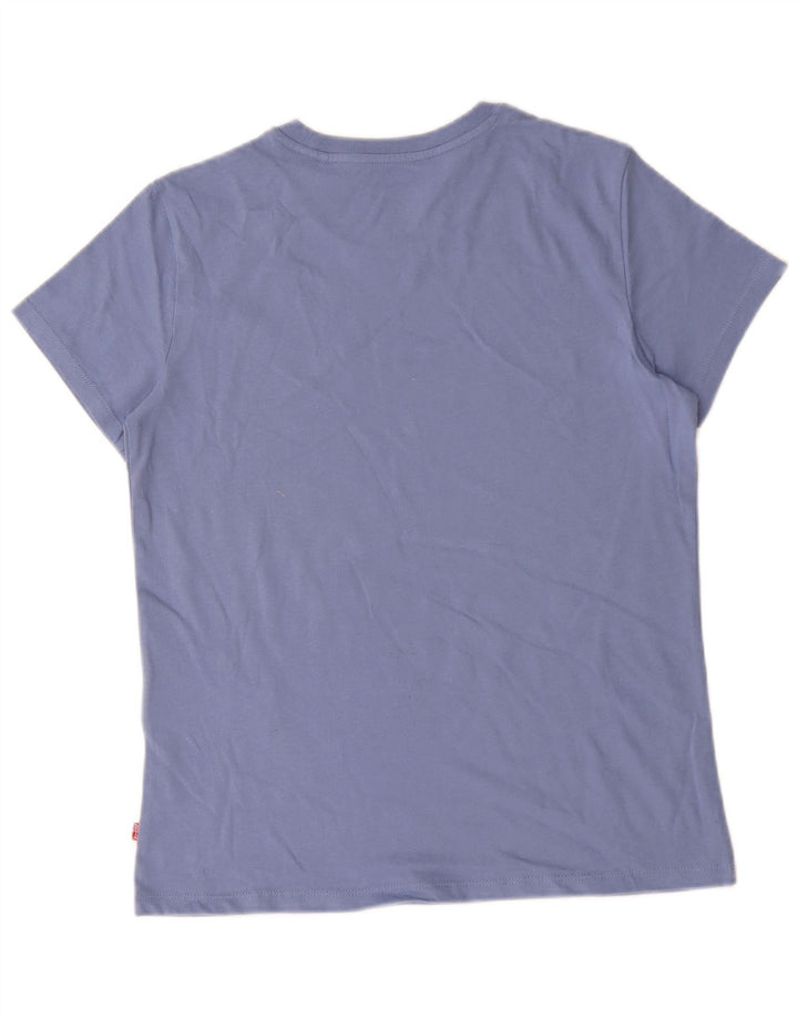 Levi's Grafisk T-shirt top til kvinder UK 14 Mellemblå bomuld