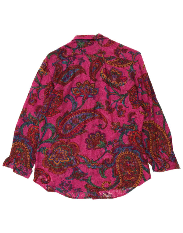 Sisley Womens Relaxed Elegance Shirt IT 42 Medium Pink Paisley Bohemian