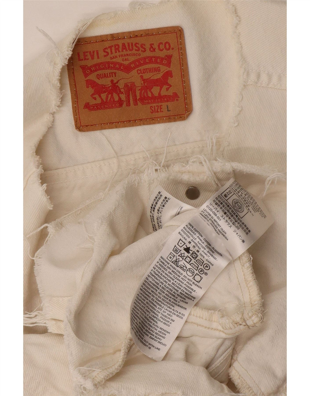 LEVI'S Womens Crop Denim Gilet UK 16 Large White Bomuld