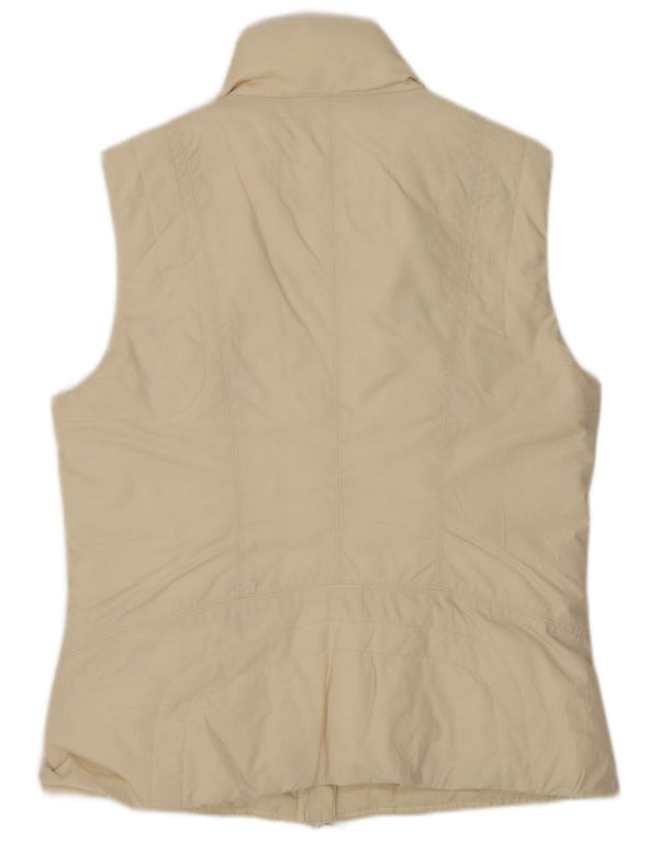 Benetton Womens Polstret Gilet UK 14 Medium Off White Bomuld