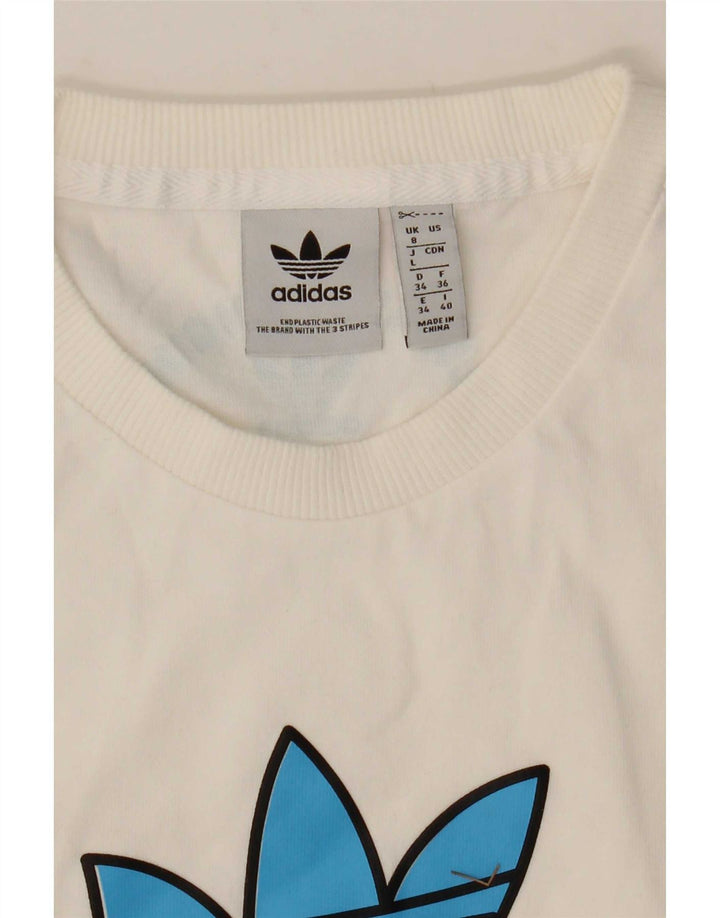 Adidas Dame Grafisk T-Shirt Top UK 8 Small White