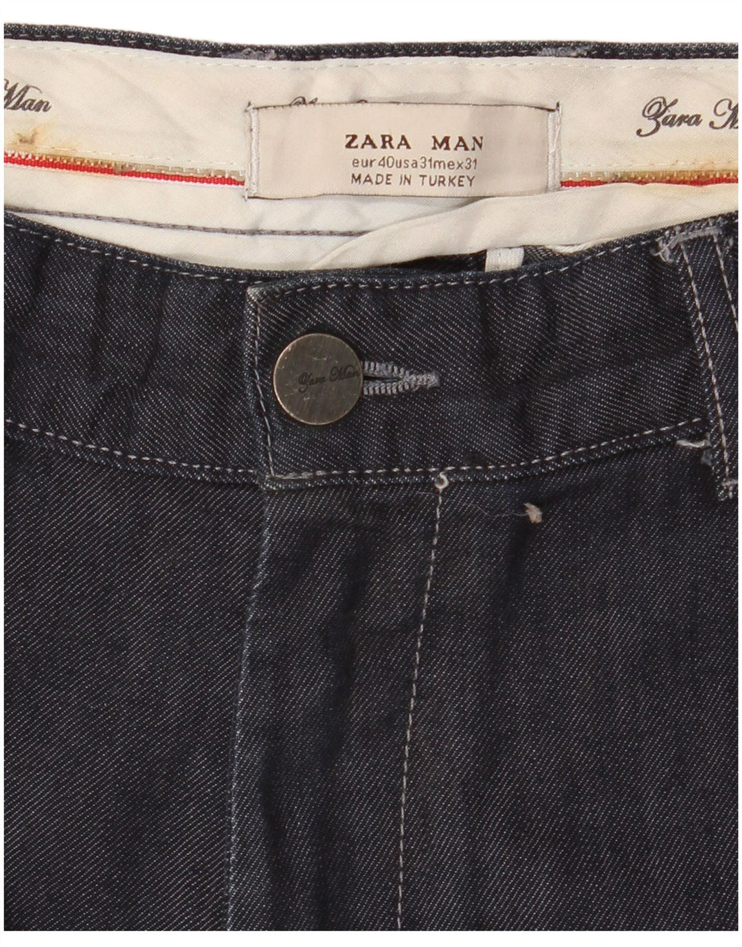 Zara Straight Jeans til mænd EU 40 Medium W31 L34 Marineblå