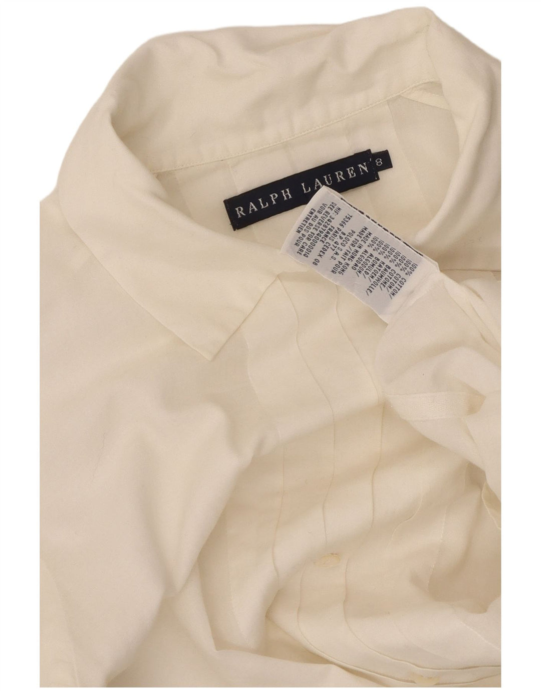 RALPH LAUREN Smokingskjorte til kvinder US 8 Medium Off White Bomuld