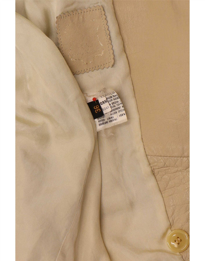 Vintage Dame Oversized Dobbeltradet Blazer Jakke EU 36 Small Beige