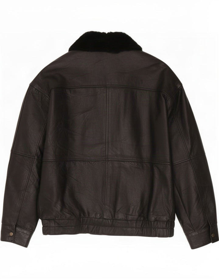 Vintage herre læderjakke IT 52 XL Sort