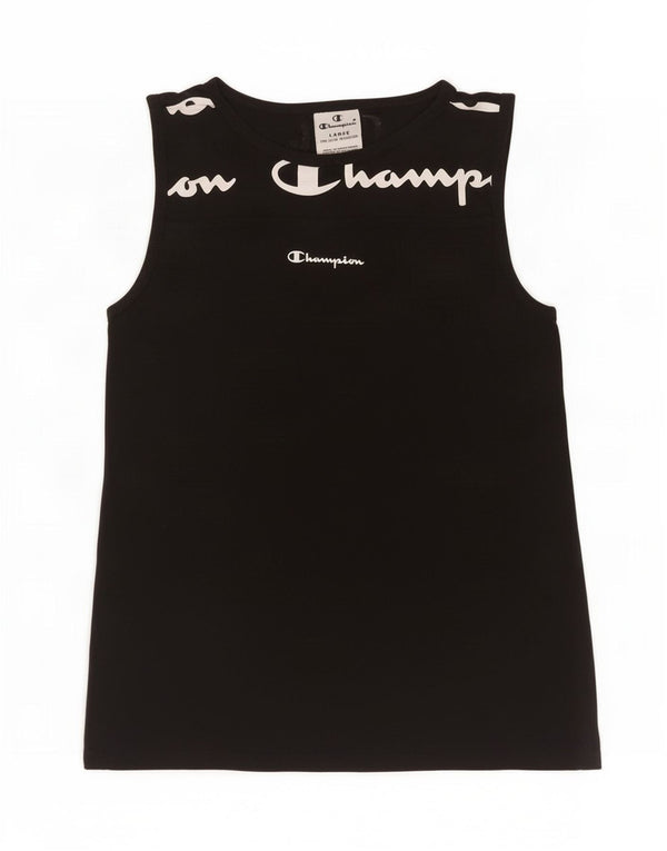 Champion Piger Grafisk Vest Top 11-12 År Stor Sort Bomuld