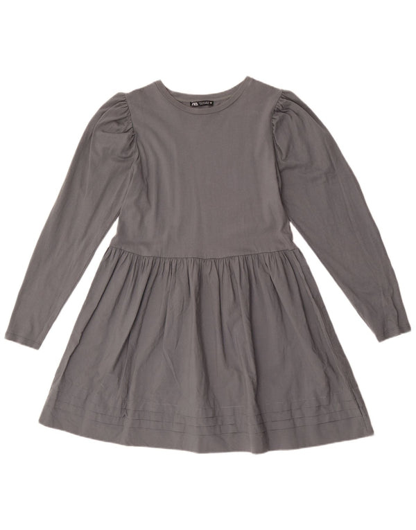 Zara Womens Long Sleeve A-Line Dress UK 14 Large Grey